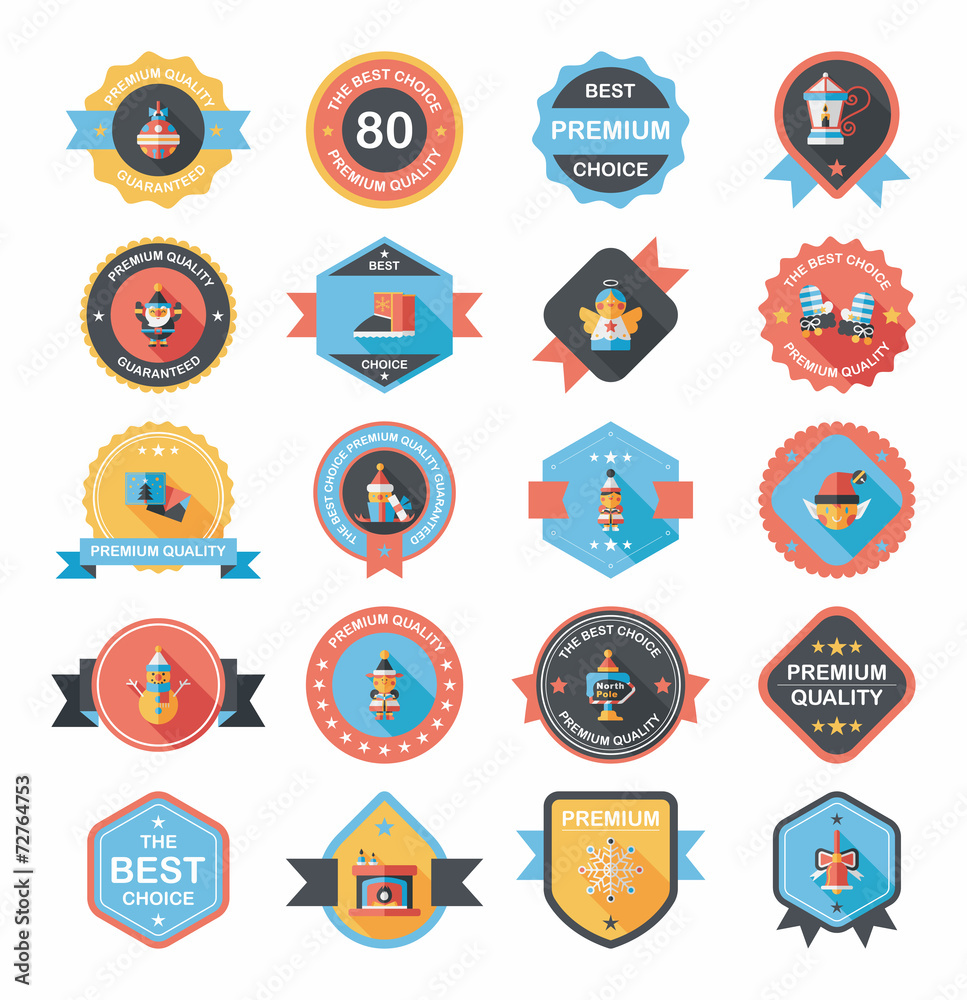 Christmas badge banner design flat background set, eps10 Christmas badge banner design flat background set, eps10