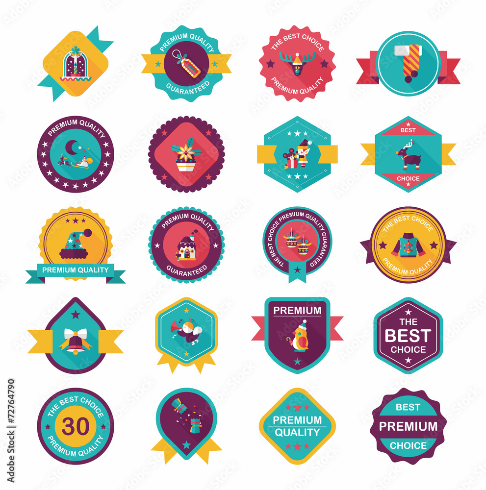 Christmas badge banner design flat background set, eps10 Christmas badge banner design flat background set, eps10