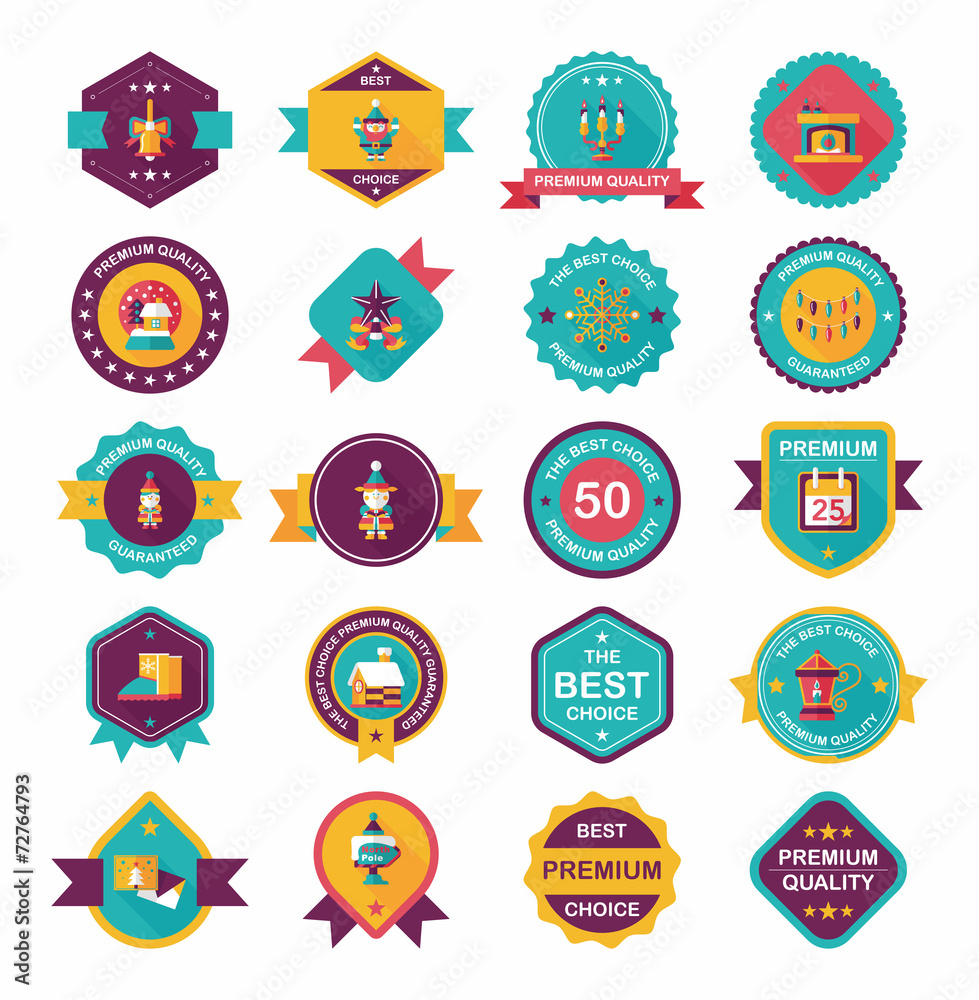 Christmas badge banner design flat background set, eps10 Christmas badge banner design flat background set, eps10
