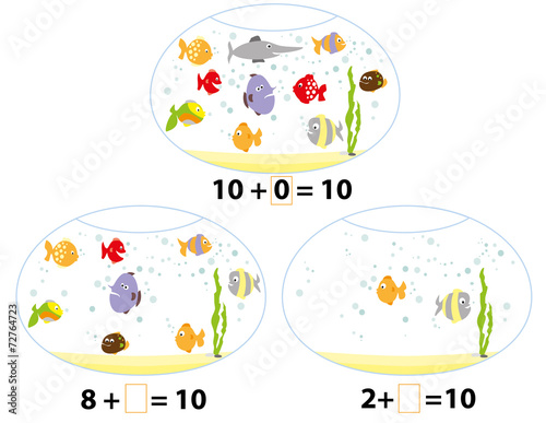 Obraz na płótnie mathematical fish - vectors for children w salonie