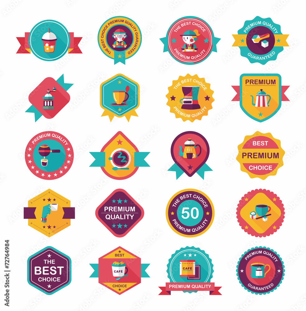 coffee badge design flat background set, eps10 coffee badge design flat background set, eps10