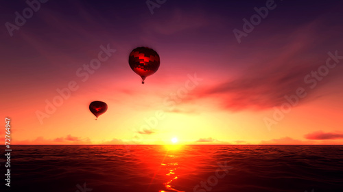 Balloon floating over the ocean © auimeesri