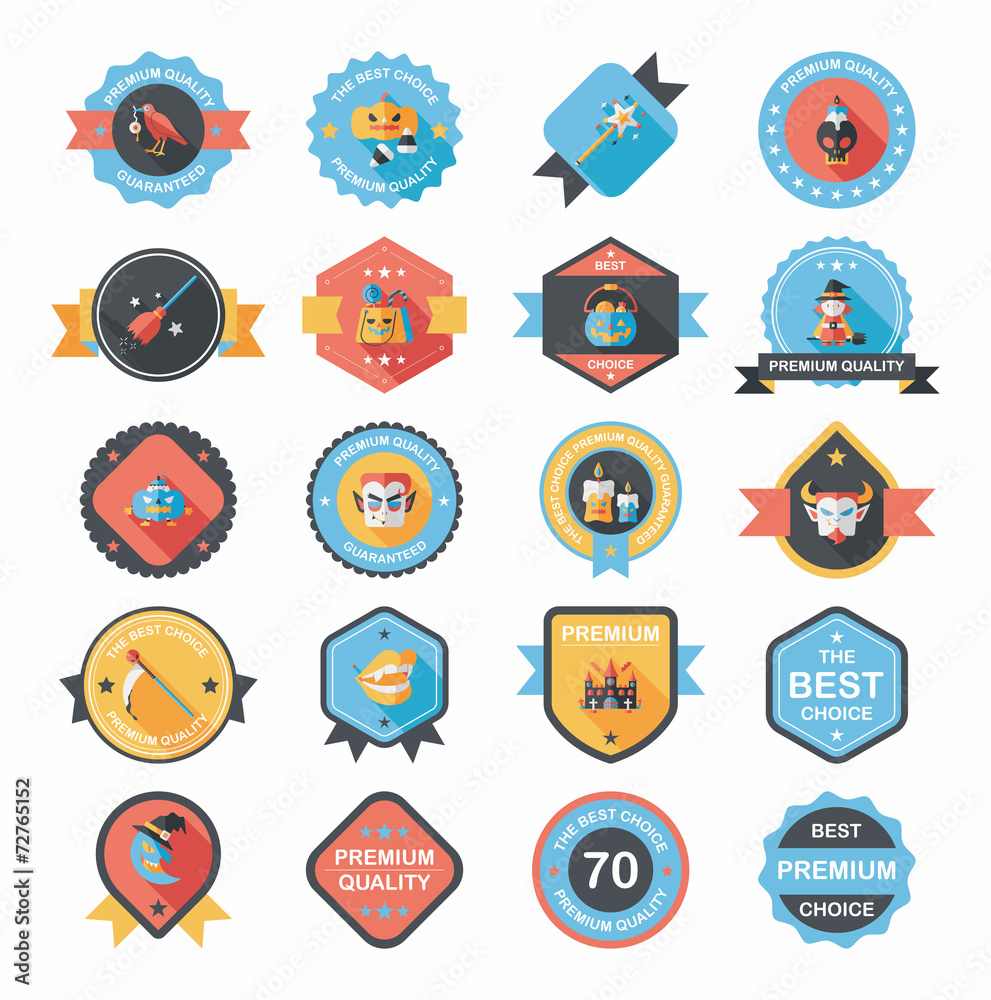 Halloween badge banner design flat background set, eps10 Halloween badge banner design flat background set, eps10