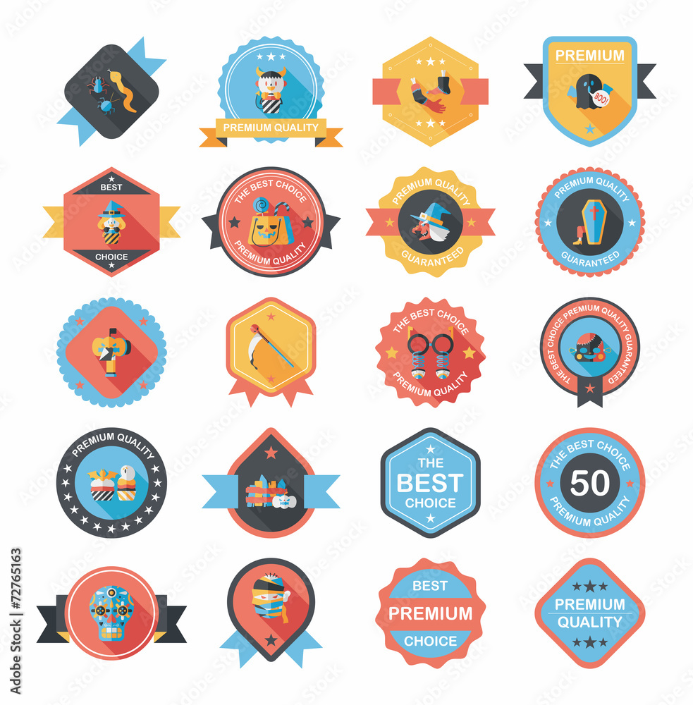 Halloween badge banner design flat background set, eps10 Halloween badge banner design flat background set, eps10
