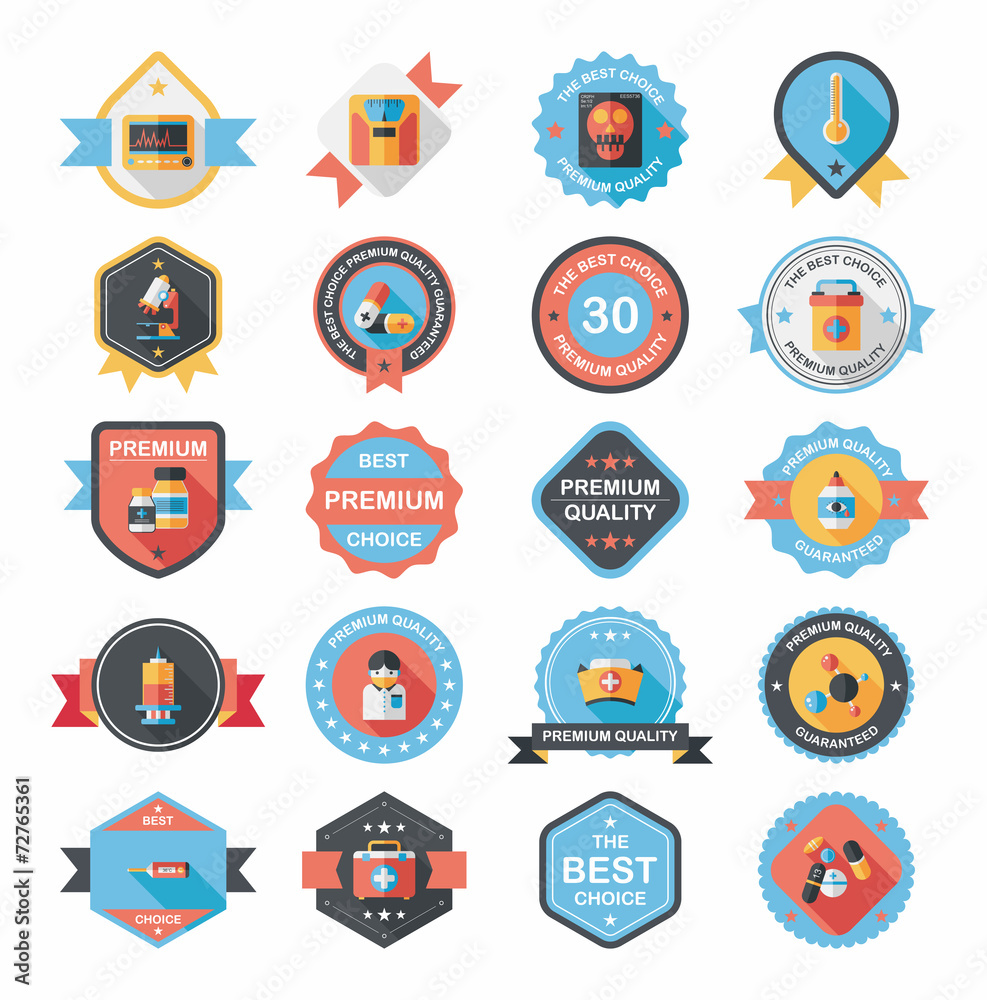 hospital badge banner design flat background set, eps10 hospital badge banner design flat background set, eps10