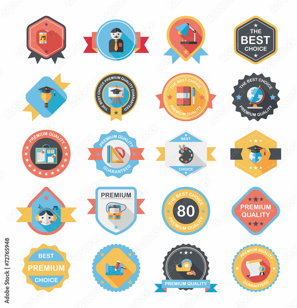 School badge banner design flat background set, eps10 School badge banner design flat background set, eps10