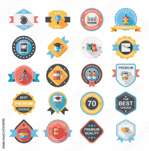 School badge banner design flat background set, eps10