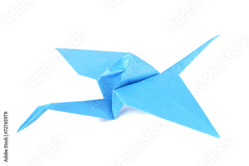 Origami crane isolated over white background