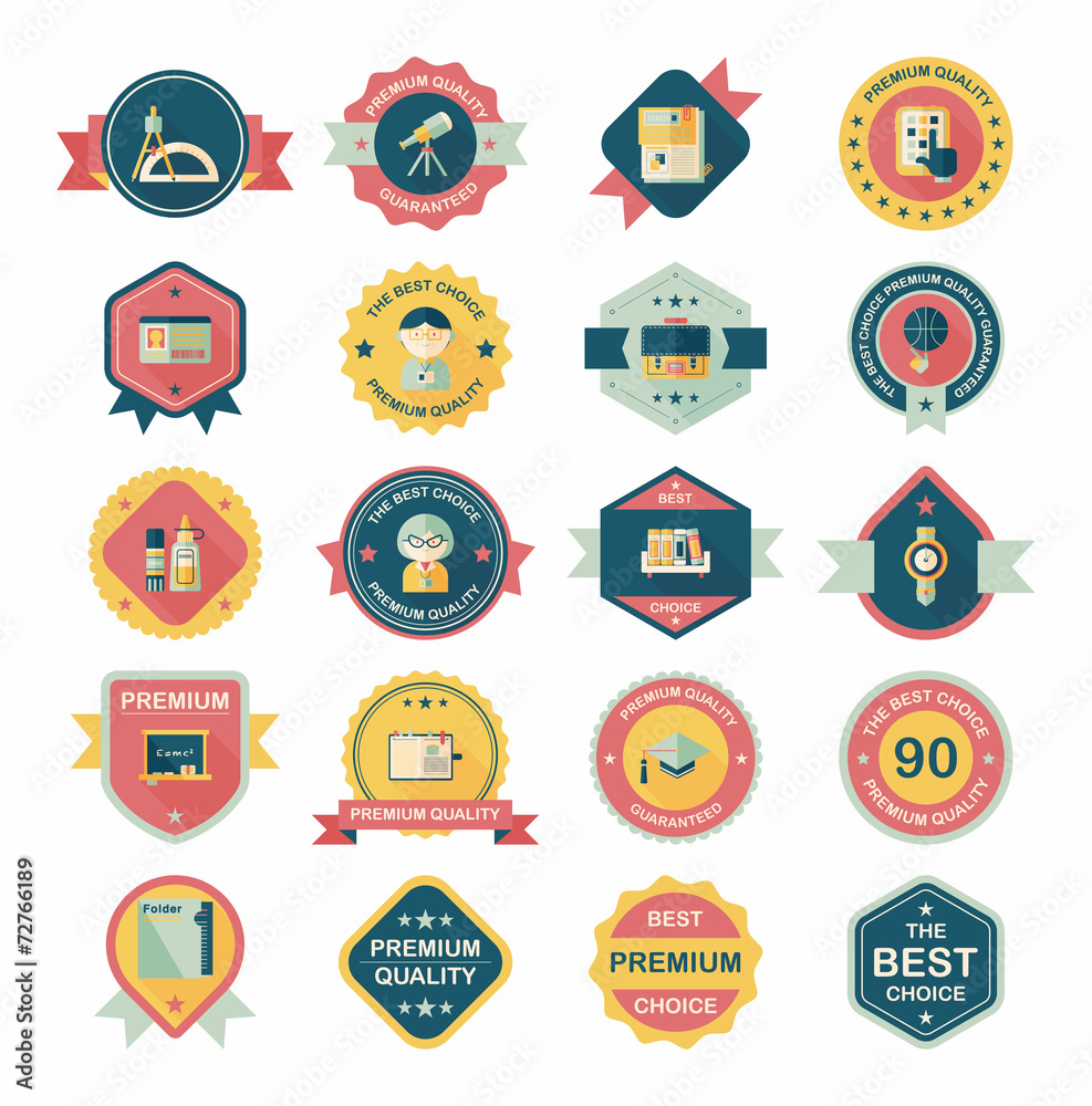 School badge banner design flat background set, eps10 School badge banner design flat background set, eps10