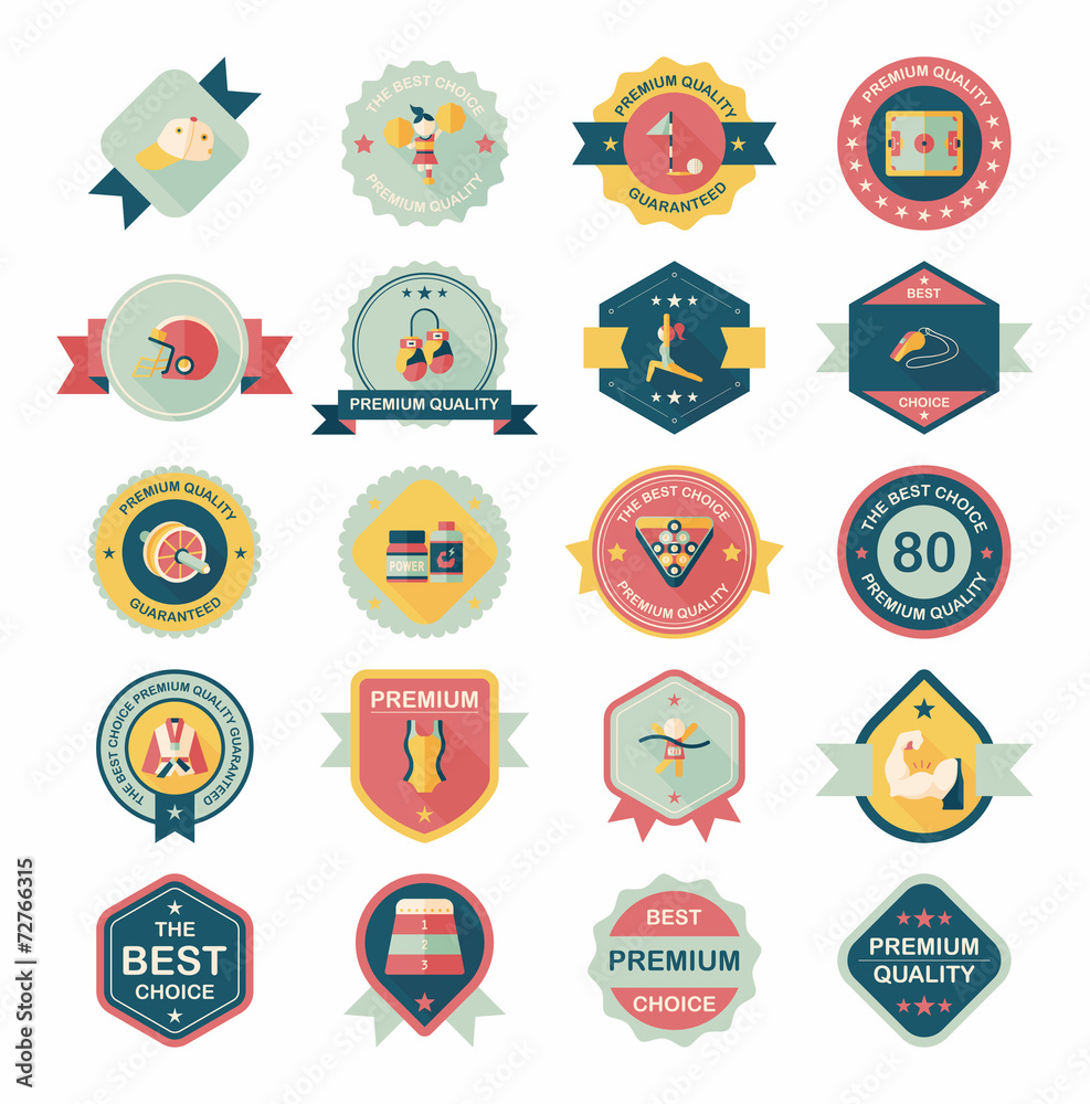 Sport badge flat banner design background set, eps10 Sport badge flat banner design background set, eps10
