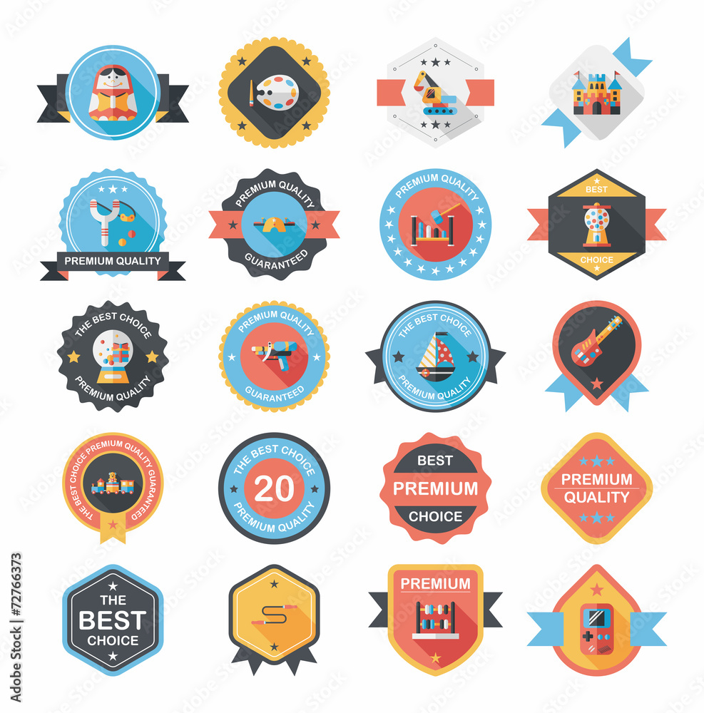 Toy badge banner design flat background set, eps10 Toy badge banner design flat background set, eps10