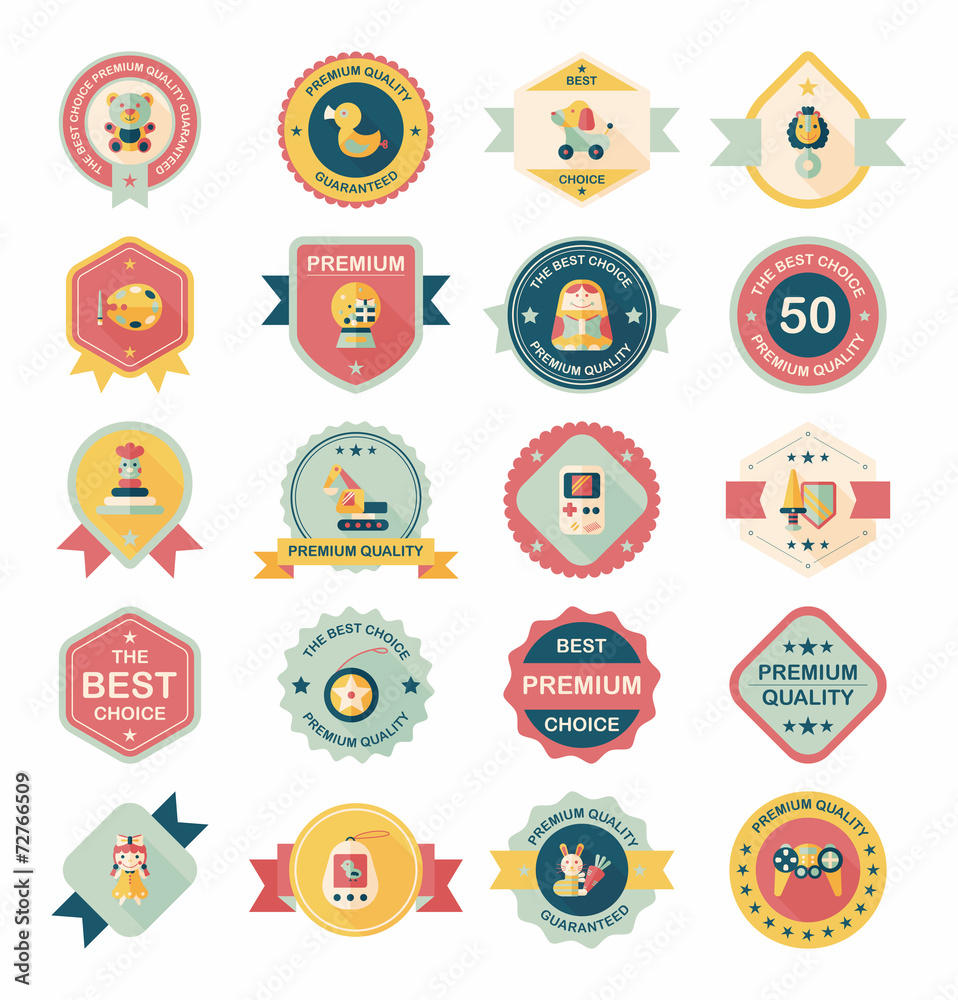 Toy badge banner design flat background set, eps10 Toy badge banner design flat background set, eps10
