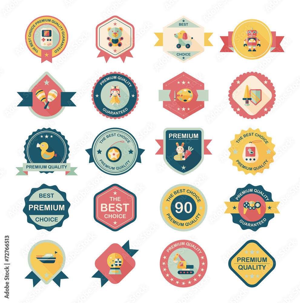 Toy badge banner design flat background set, eps10 Toy badge banner design flat background set, eps10