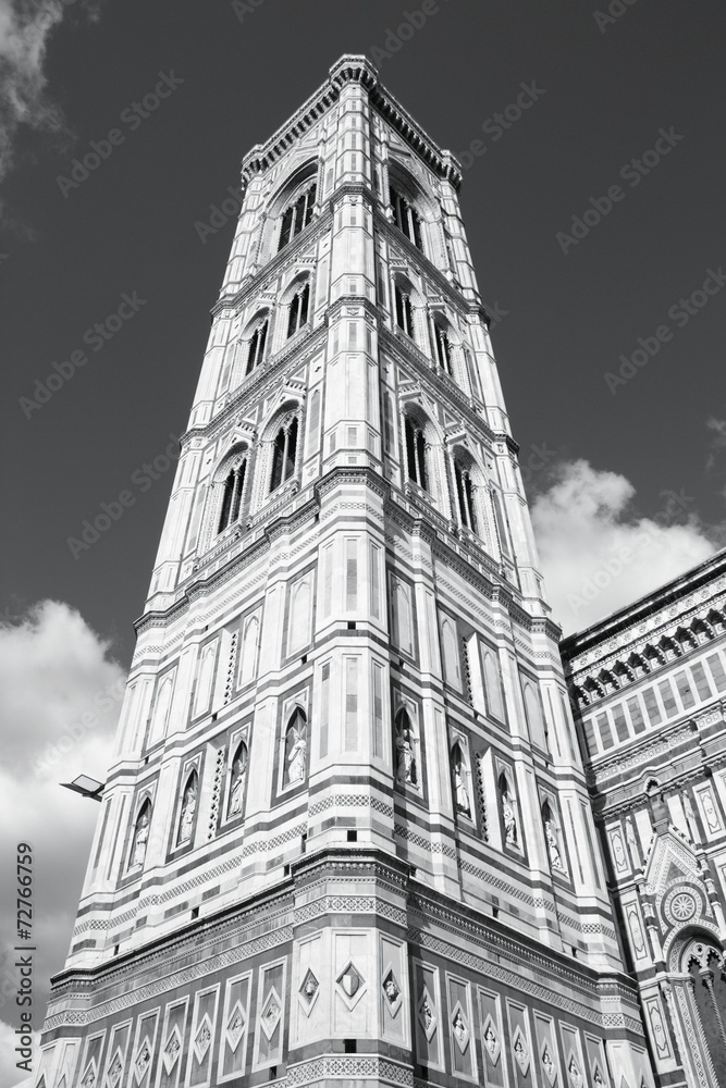 Florence campanile - black and white image
