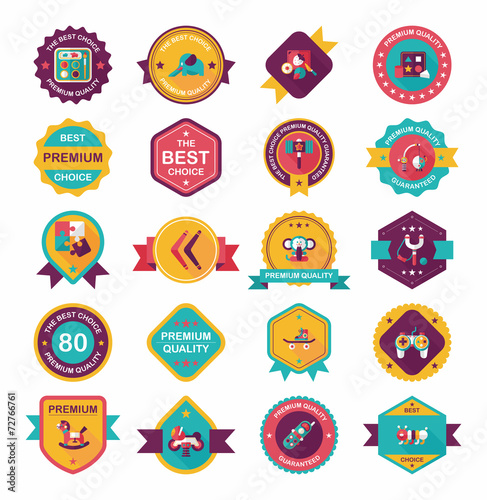 Toy badge banner design flat background set, eps10