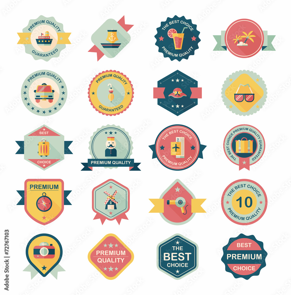 Travel badge banner design flat background set, eps10 Travel badge banner design flat background set, eps10