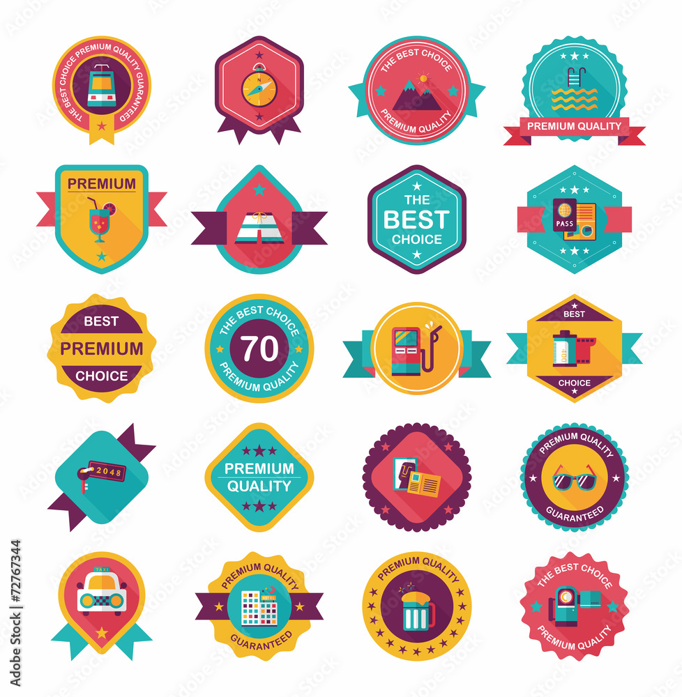 Travel badge banner design flat background set, eps10 Travel badge banner design flat background set, eps10