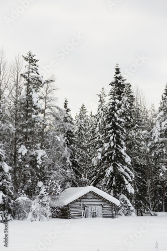Hütte im finnischen Wald, Kittiläntie, Finnland, Skandinavien