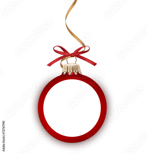 Rote Weihnachtskugel mit Textfreiraum