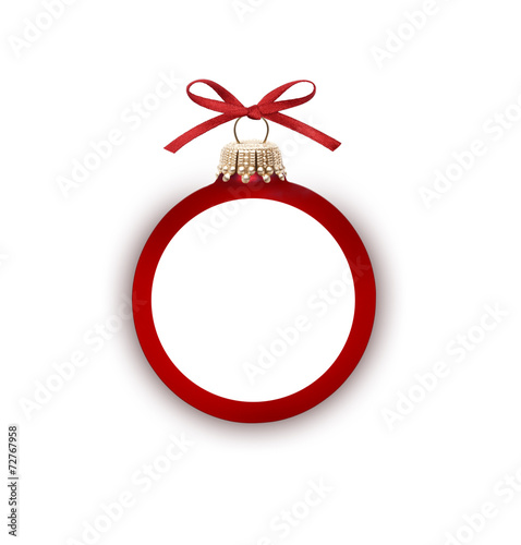 Rote Weihnachtskugel mit Textfreiraum