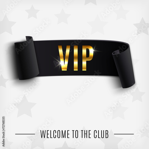 VIP background with realistic black curved ribbon