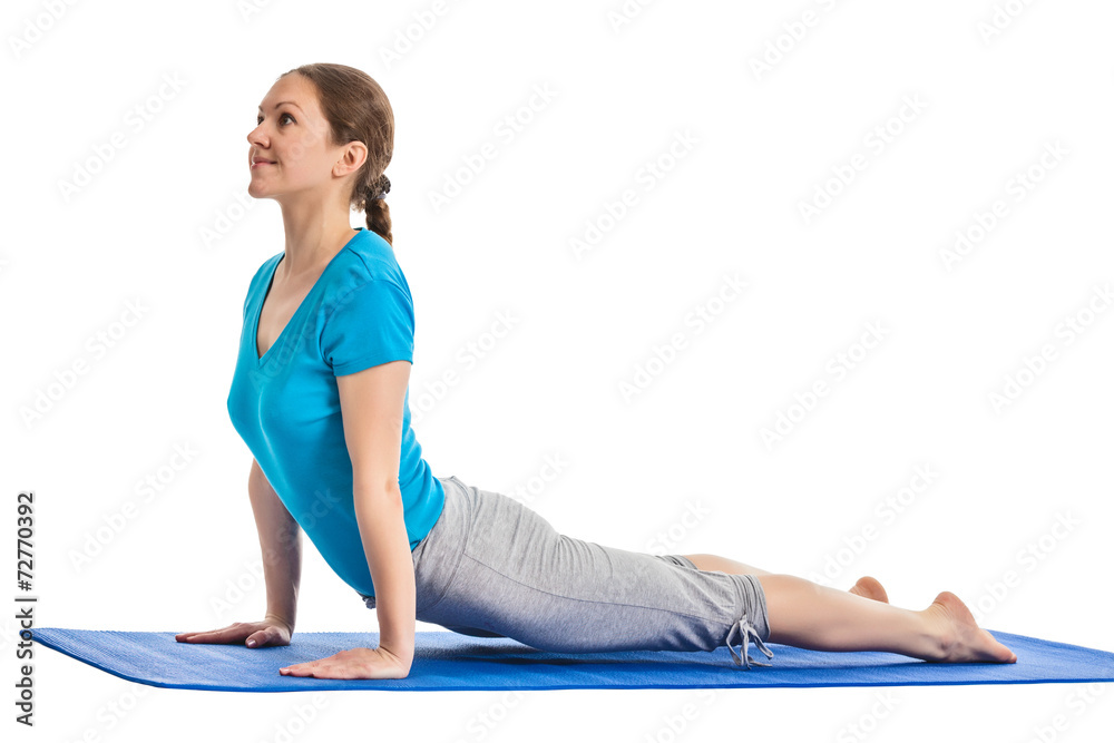 Yoga - young beautiful woman doing yoga asana excerise isolated Stock Photo