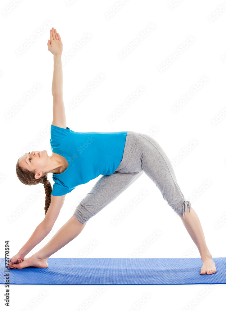 Yoga - young beautiful woman doing yoga asana excerise isolated