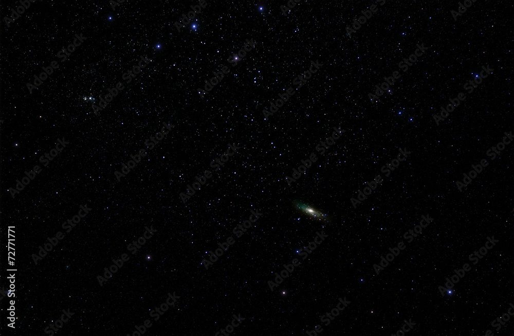 Naklejka premium Constellations Cassiopeia, Andromeda with the Andromeda Galaxy