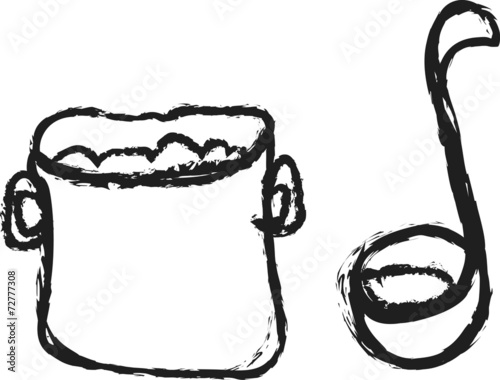doodle cooking pot and ladle