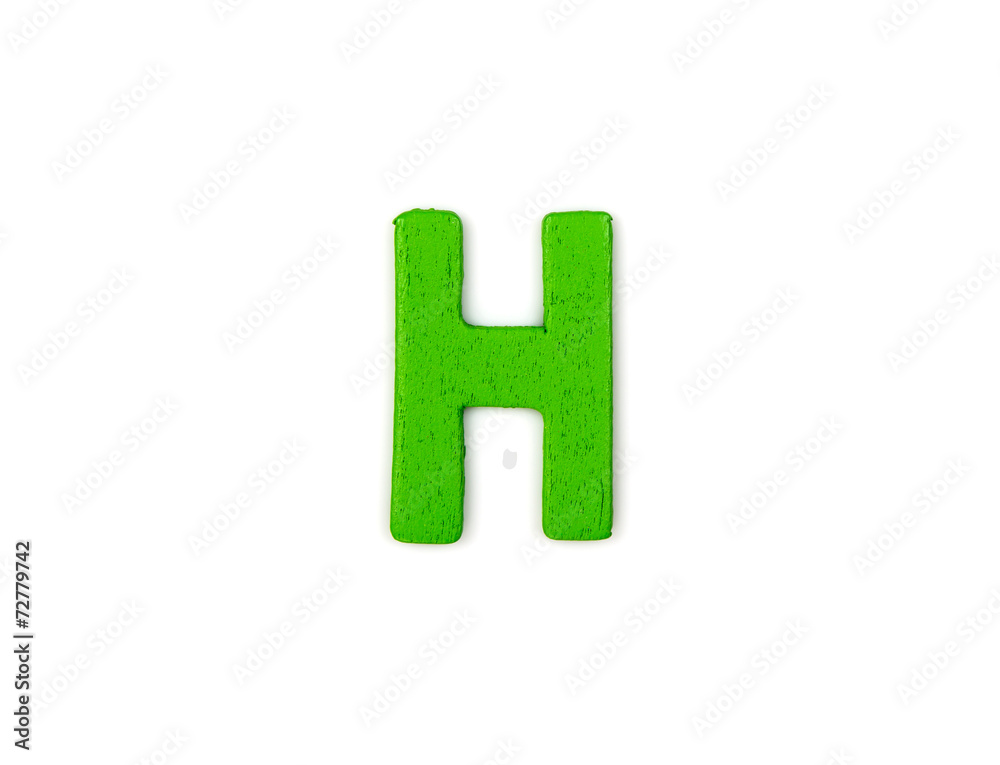 Colorful wooden alphabet letter on white background ,H Colorful wooden alphabet letter on white background ,H