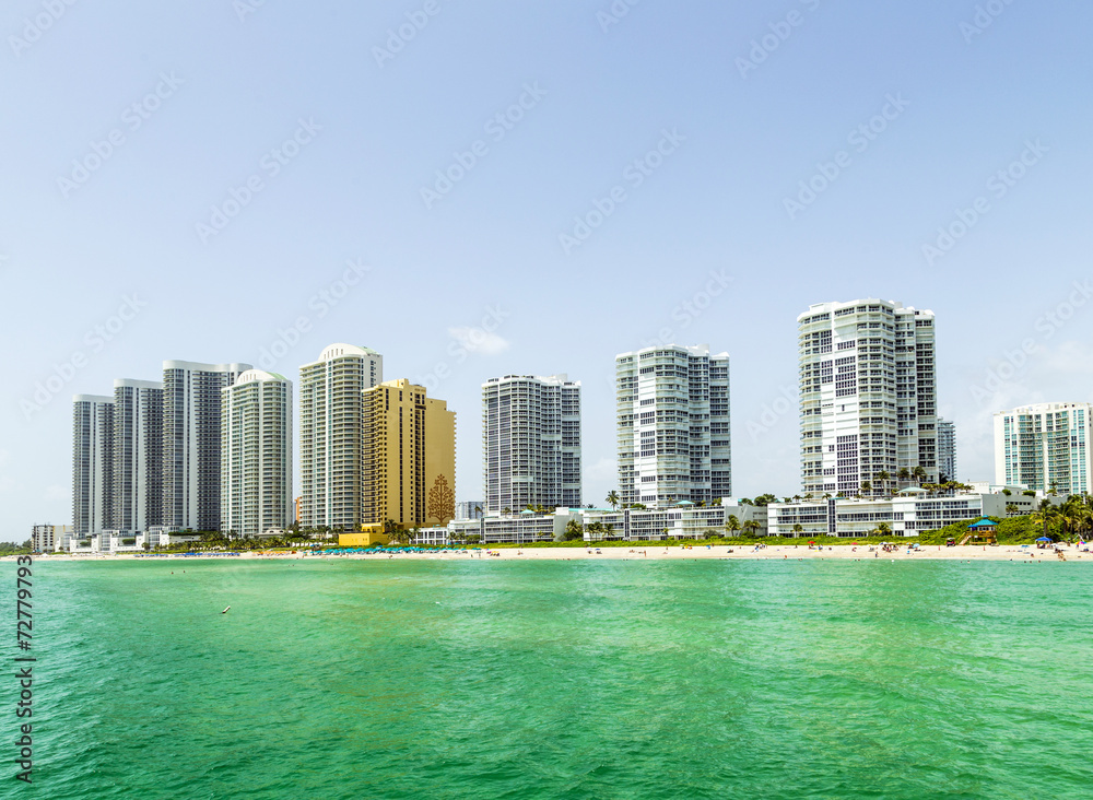 beach and skyline of Sunny Isles beach, Miami beach and skyline of Sunny Isles beach, Miami