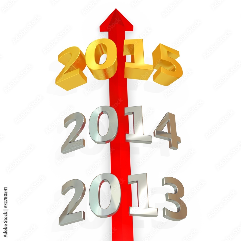 3D red  arrow with year 2015