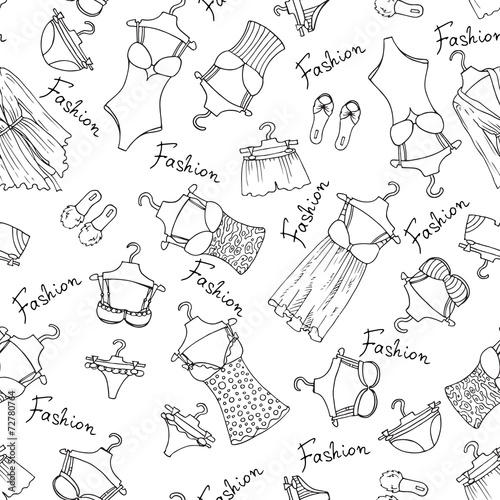 Vector pattern with lingerie on white background