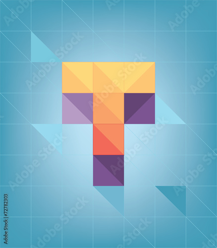 Colorful cubic alphabet T