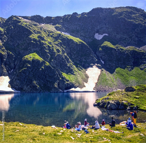 Obraz na płótnie Lake in Rila Mountaun, Bulgaria - Okoto (The Eye) lake w salonie