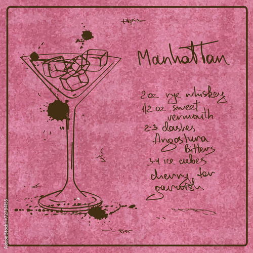 Hand drawn Manhattan cocktail