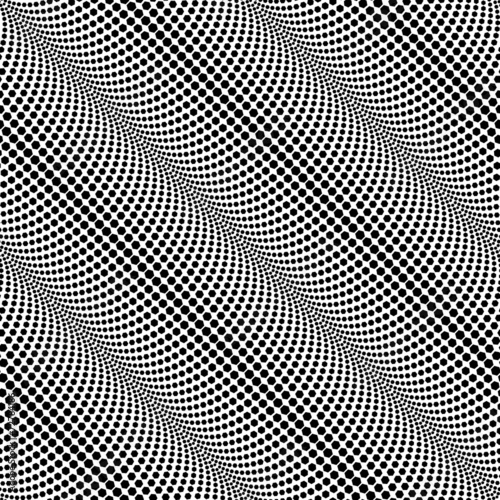 Abstract Diagonal Halftone Black and White Vector Seamless Patte