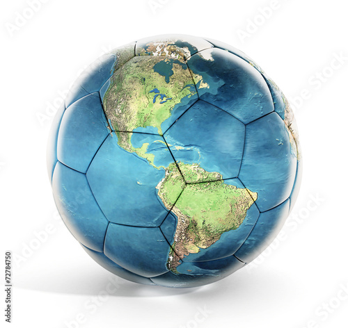 Fototapeta Naklejka Na Ścianę i Meble -  Soccer ball with earth map texture