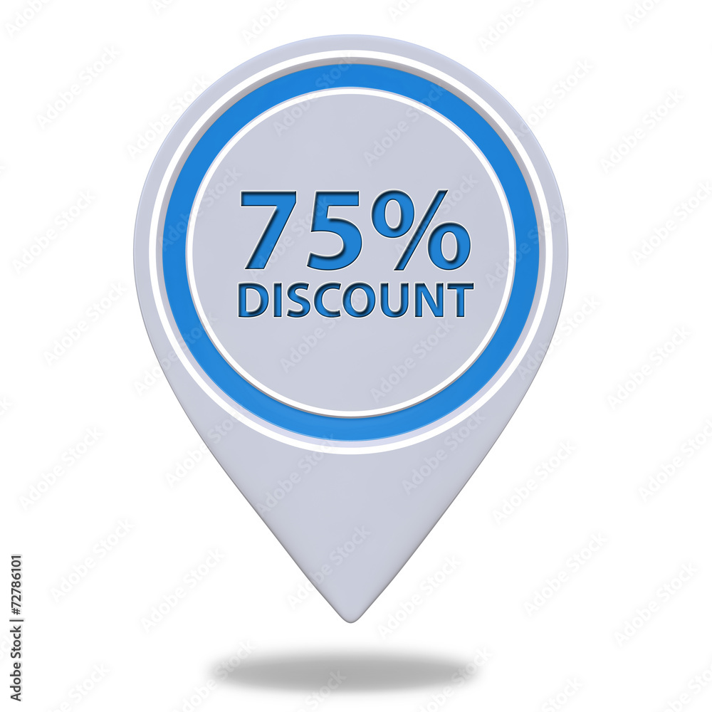 Discount 75 pointer icon on white background Discount 75 pointer icon on white background