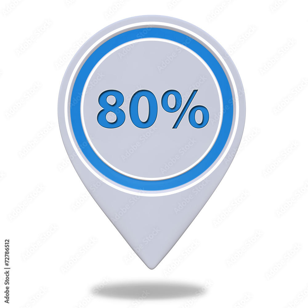 Eighty percent pointer icon on white background Eighty percent pointer icon on white background