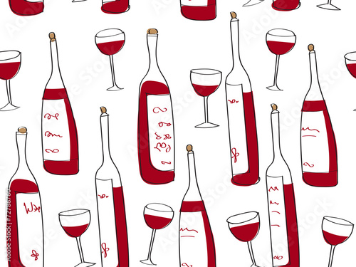 seamless wine bottles pattern