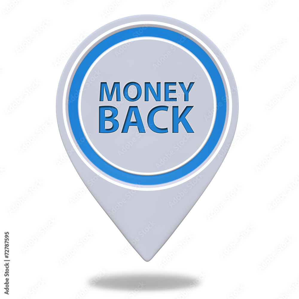 Money back pointer icon on white background Money back pointer icon on white background