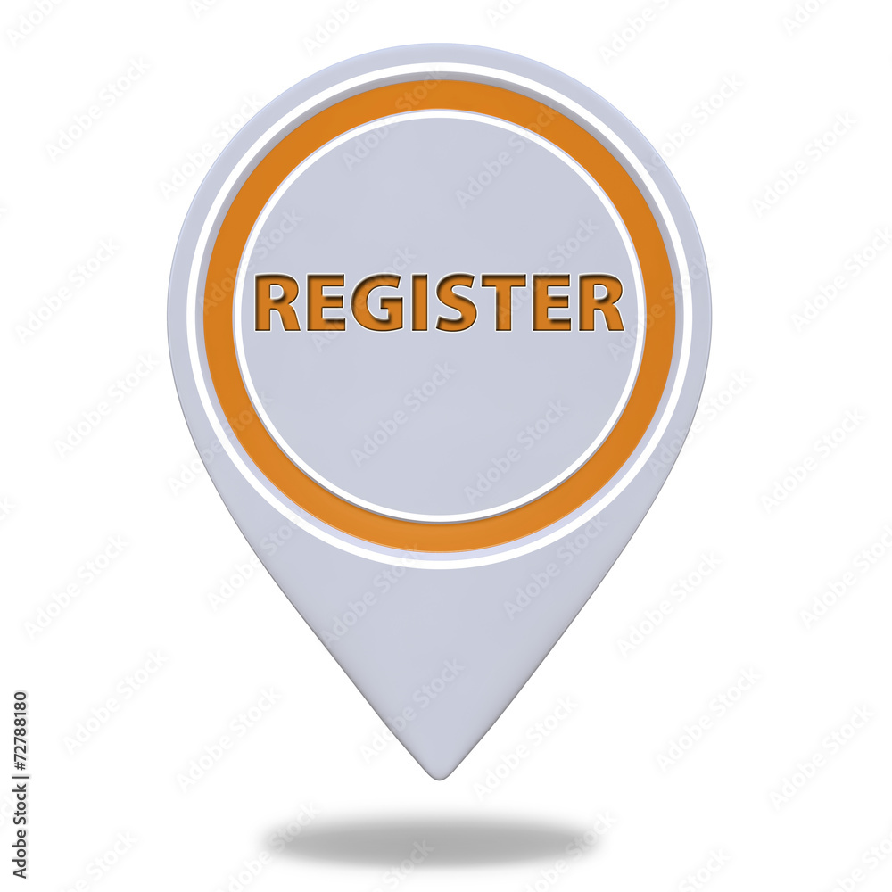 register pointer button on white background register pointer button on white background