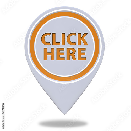 Click here pointer icon on white background