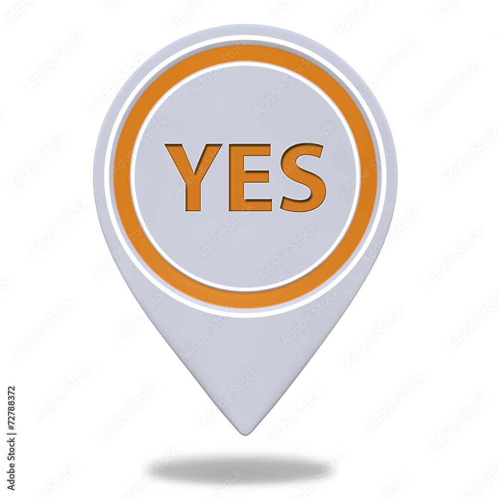 yes pointer icon on white background