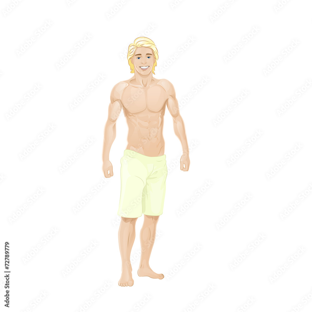 man summer shorts, muscular body sexy beach guy man summer shorts, muscular body sexy beach guy