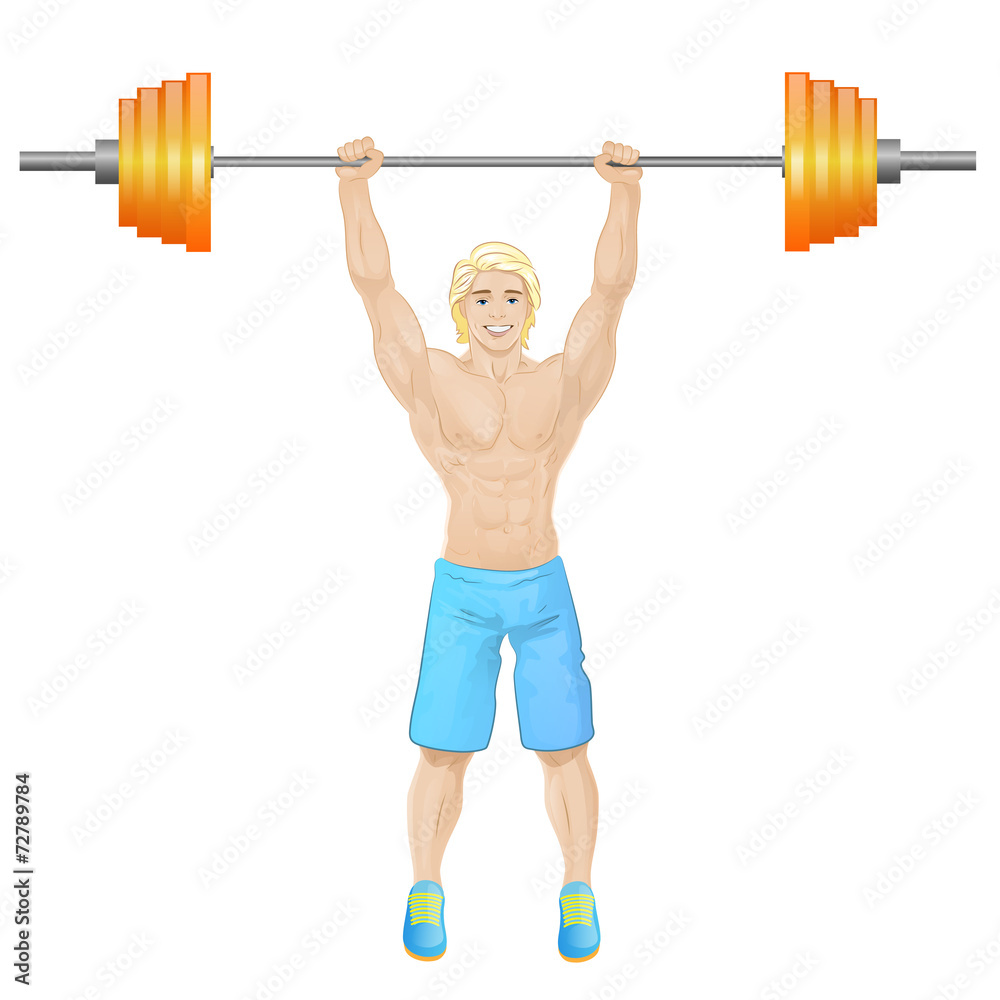 Sport man hold barbell bodybuilder athletic muscle Sport man hold barbell bodybuilder athletic muscle