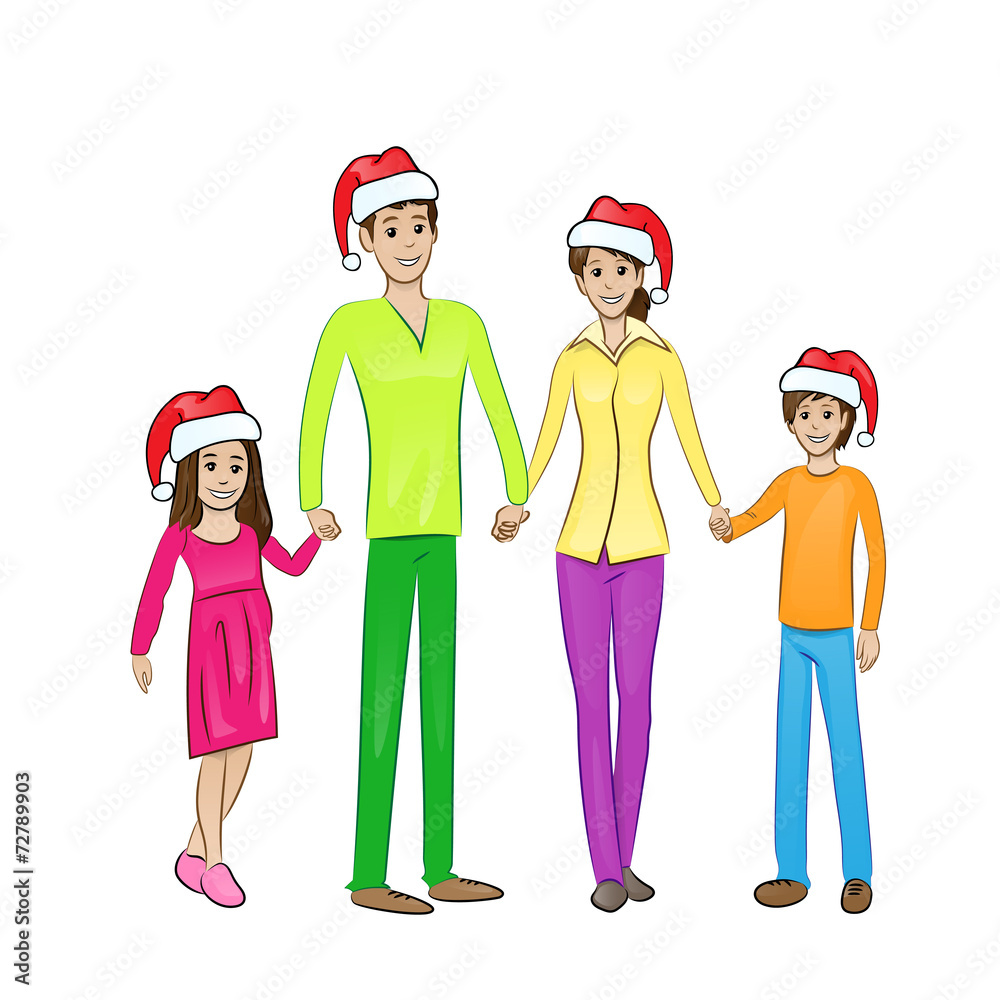 christmas holiday happy family wear red new year santa hat cap christmas holiday happy family wear red new year santa hat cap