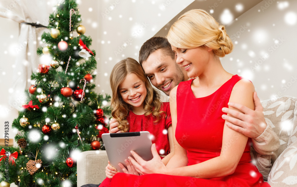 smiling family with tablet pc at home smiling family with tablet pc at home