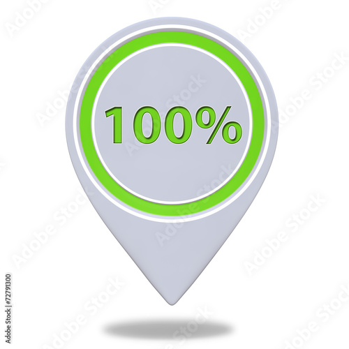 Hundred percent pointer icon on white background